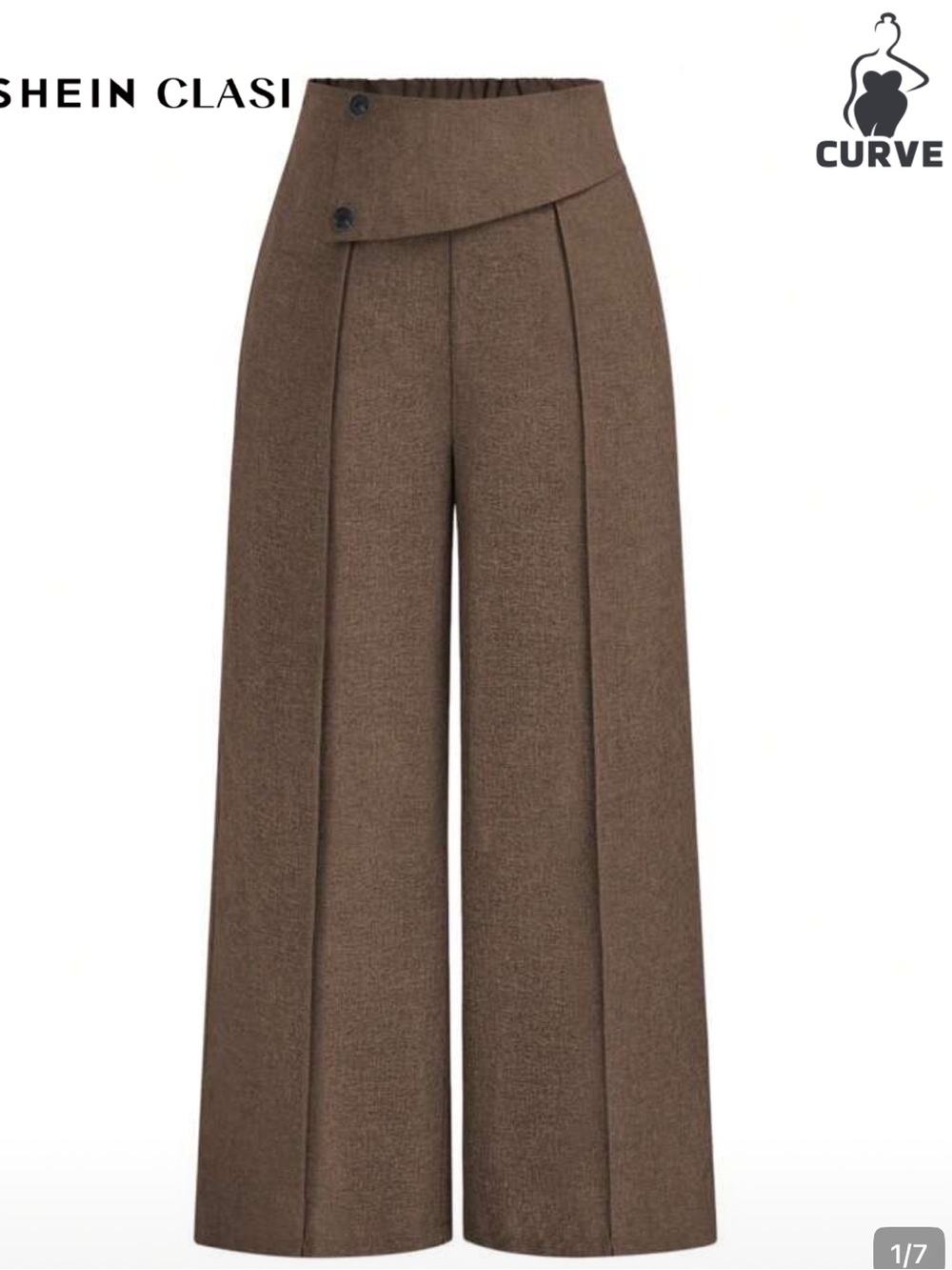 BRAND NEW SHEIN Curve Brown Asymmetrical Waist Wide-Leg Trousers